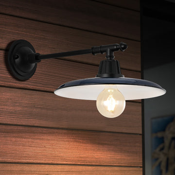 Bonner 12" Farmhouse Industrial Indoor/Outdoor Iron LED Victorian Arm Outdoor Sconce - JONATHAN Y